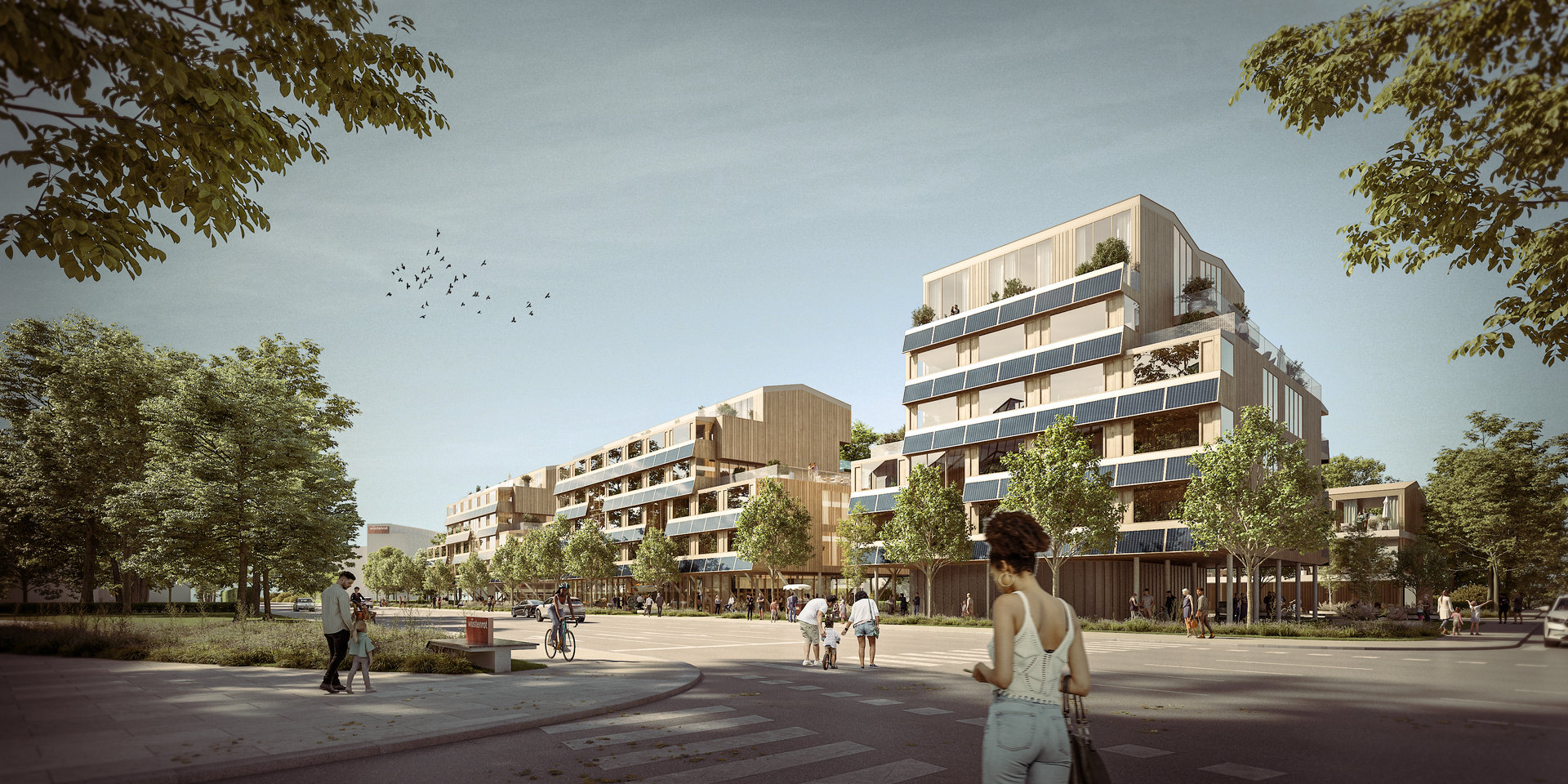 Wüstenrot Wohnquartier in Salzburg mit generationenübergreifenden Wohnformen (Visualisierung (c) ZOOMVP.AT)